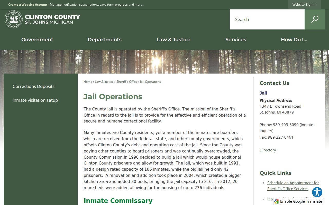 Clinton County arrest records and jail operations
