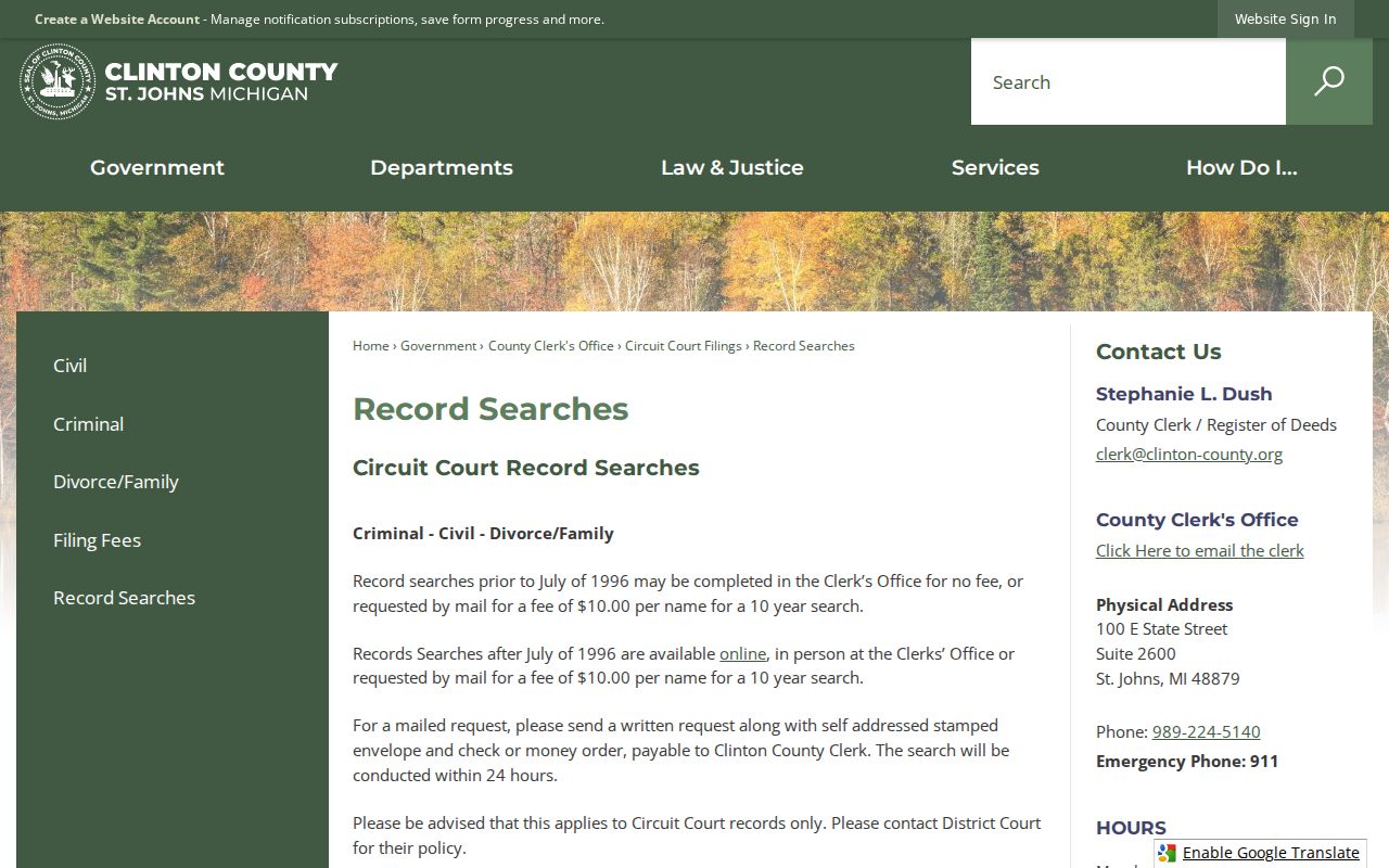 Clinton County criminal court record search and copy rules