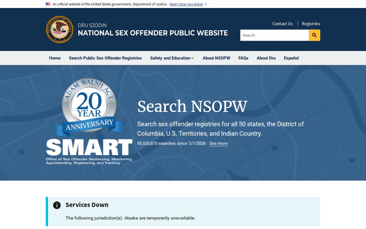 National registry layer for a Clinton County sex offender search