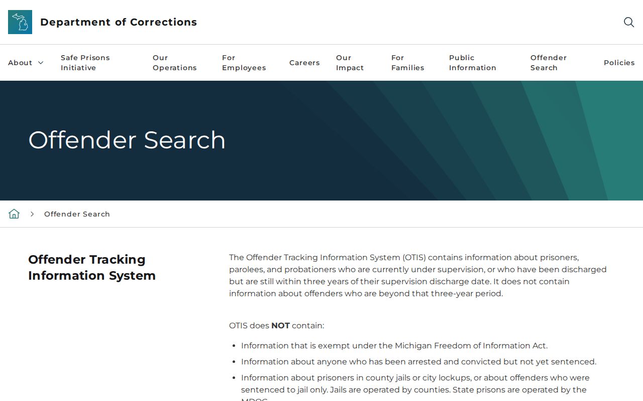 Clinton County criminal records MDOC OTIS offender search