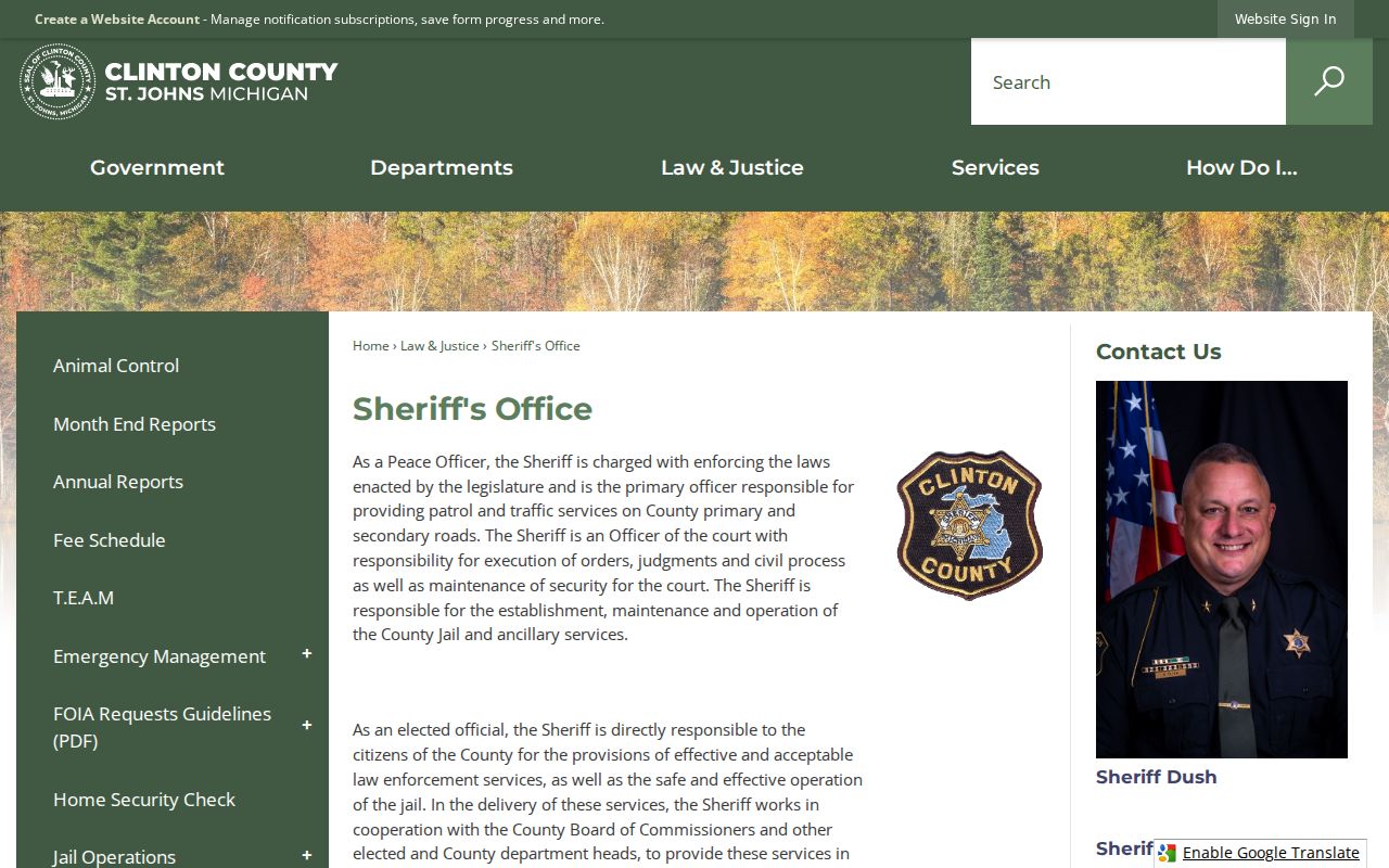 Clinton County criminal records Sheriff office services